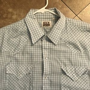 Mens Vintage Western Wear XL Short Sleeve Pearl Snap Shirt Ely Cattleman *NICE*